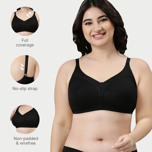 Image of Enamor AB75 M Frame No Bounce Full Support Cotton Bra for Women - Non-Padded Non-Wired & Full Coverage with Cooling Technology | Available in Solid Colours