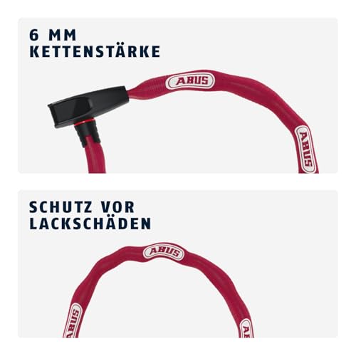 ABUS Kettenschloss Catena 6806K – Leichtes Fahrradschloss aus gehärtetem Stahl mit modischem Textilschlauch… – Ansicht 4