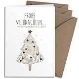 Weihnachtskarten mit Umschlägen aus Kraftpapier - 20 Stück | Nordischer Weihnachtsbaum | Für Familie Freunde & geschäftlich | Weihnachtskarten-Set Klappkarten mit Umschlag Set modern schlicht Blau
