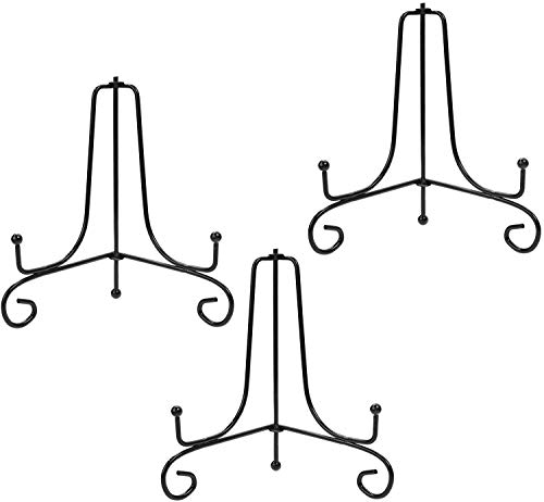 3 Pack 6 Inch Iron Display Stand, Black Easel Plate Display Photo Holder Stand, Displays Picture Frams, Decorative Plates, Tablets, Books and Artworks