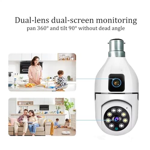 Image of JB Supar Dual Lens 4MP /8MP WiFi Smart Light Bulb Camera for Home | Full HD | Color Night Vision | Two Way Audio | Wireless Indoor Security Camera with Mobile App V380 Pro(Dual Lens Light Camera)