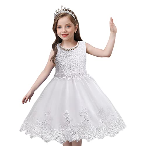 DreamHigh Flower Girl's Floral-Embroidered Pearl Embellished Evening Dress Up 3-10Y2