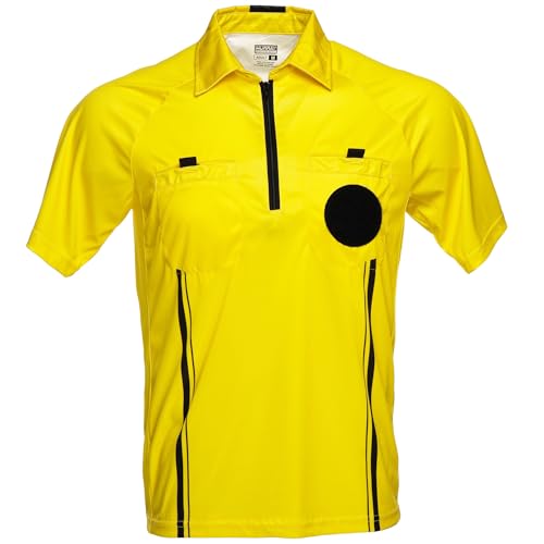 Murray Sporting Goods Pro-Style Soccer Referee Jersey - Short Sleeve | Officials Short Sleeve Soccer Referee Shirt (Yellow, Medium)