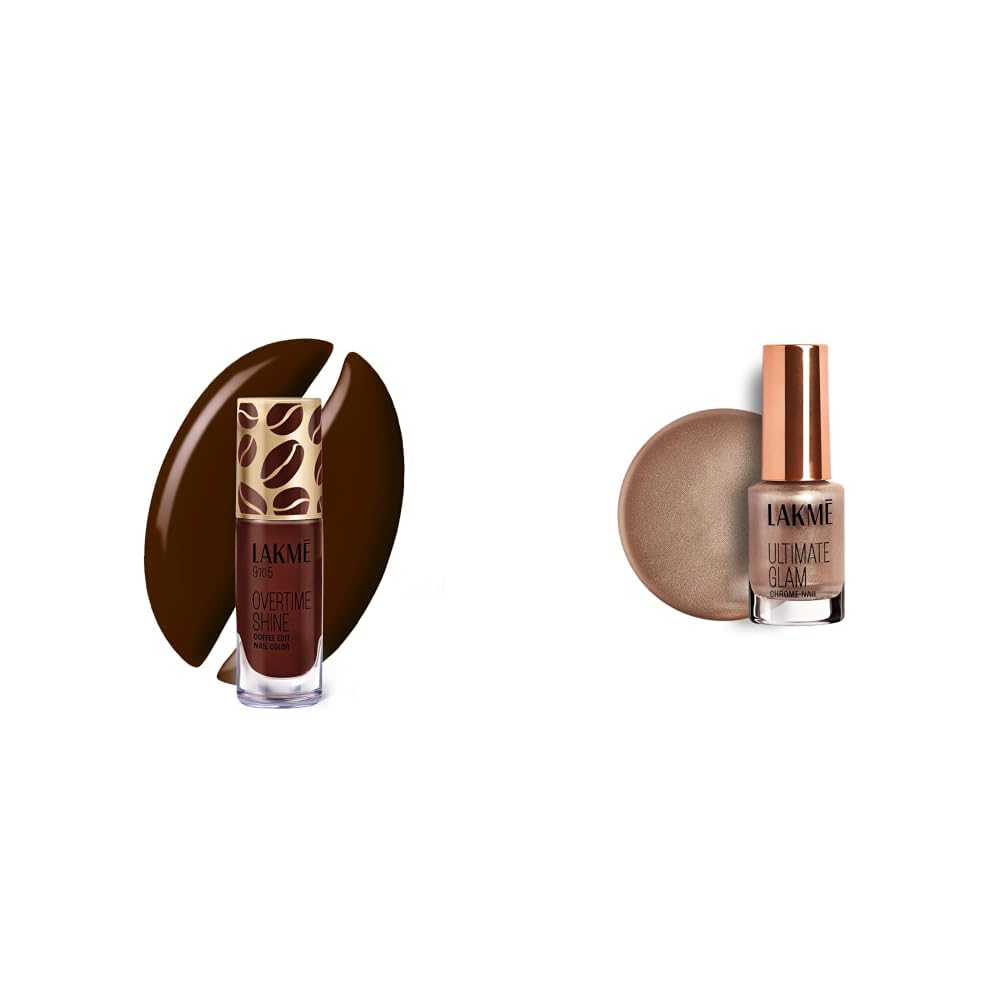 Lakme 9 to 5 Overtime Shine Nail Polish - Coffee Edit-11 Americano Edge 6ml LAKME Ultimate Glam Chrome Nail Paint, Brown 6ml-picture-38
