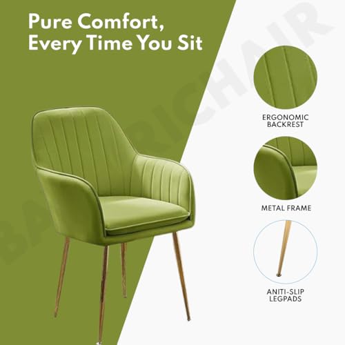 Image of Modern Velvet Armchair for Living Room Dining Room Accent Chair with Golden Lag for Bedroom Home Upholstered Seat Lounge Chair (Parrot Green)