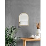 Wall Mirror Arched Bathroom Mirrors, Aluminum Alloy Frame Hanging Vanity Mirror for Living Room Bedroom Entryway Vanity, Brushed Metal Framed Wall Mounted Mirror Gold 16"x12" - Image 4