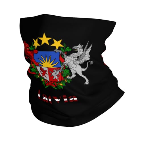 Latvia Latvians National Emblem Balaclava Bandana Neck Gaiter Face Mask for Men Women Shield Scarf Face Mask Seamless Uv Protection for Motorcycle Cycling Riding Running Headbands White