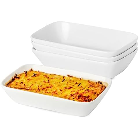 XINLTC 13.5oz Ceramic Baking Dish Set of 4, 7×4.3 inch Rectangle Baking Dishes, Porcelain Ramekins Oven Safe, Creme Brulee Souffle Baking Ramekin Dishes, Small Baking Dish for Air Fryer Cover