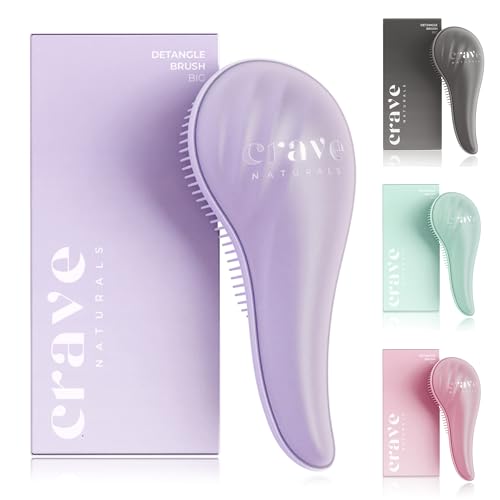 Crave Naturals Detangling Hair Brush Large Purple Glide Thru Hair Detangler Brush for Women Kids & Toddlers Gentle Scalp Care No-Pain Tangle-Free Hairbrush for All Hair Types