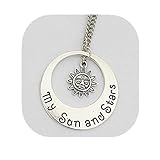 Handgefertigt Charm Sonne und Mond of my life – Silber Charm Halskette Moon Of My Life, Honigbernstein Personalisieren Halskette