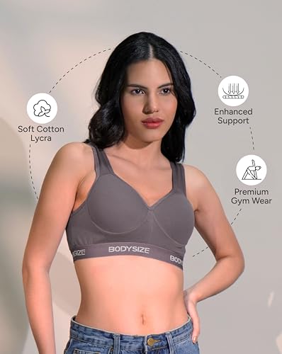 Image of BODYSIZE Women's Everyday Wear Wire Free Padded Sports Bra SF-28 (Heavily Padded, Gym, Yoga Bra) | Everyday Wear, Sweat Absorbent, Soft Cotton Fabric for Ultimate Comfort (B Cup)
