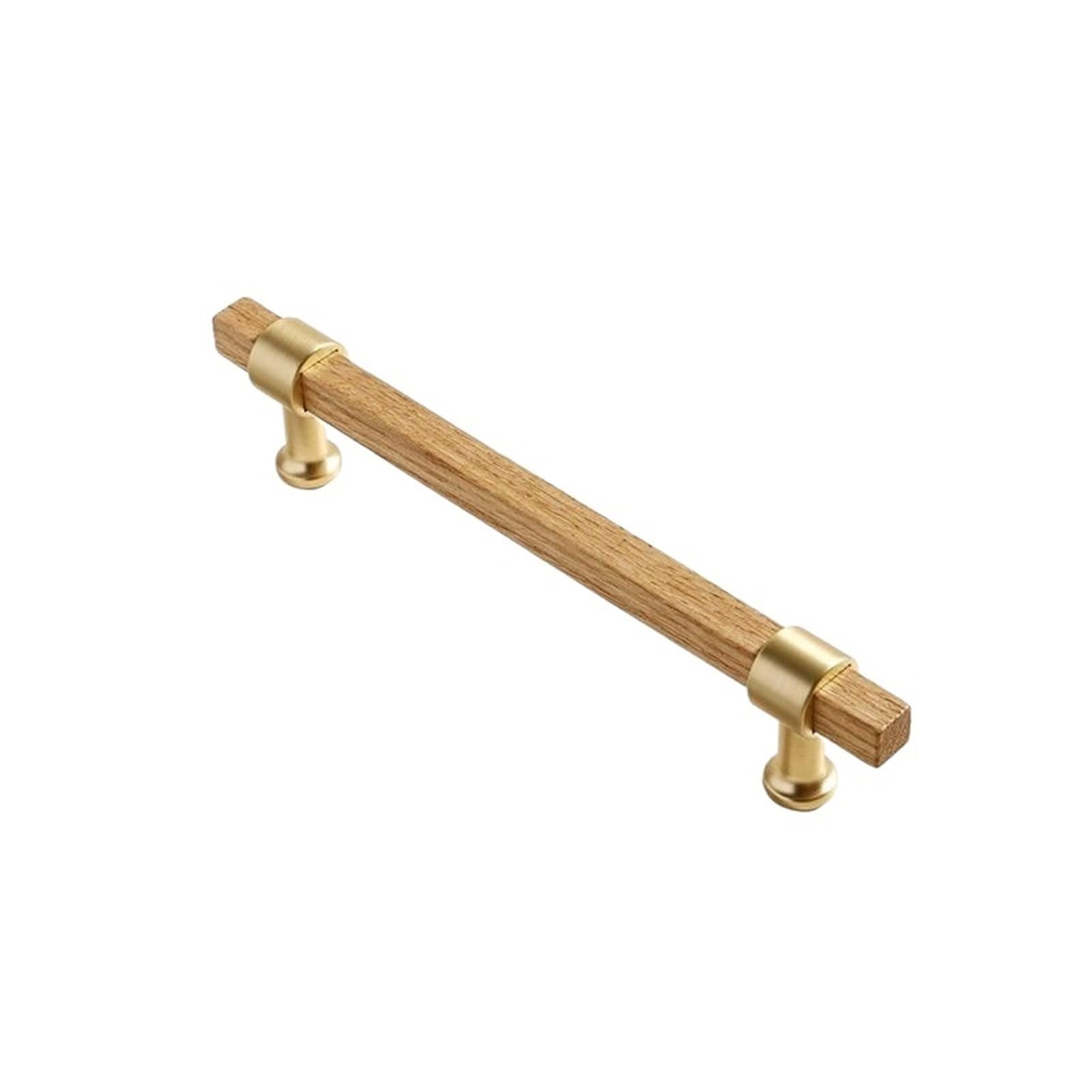 LADFRTYU Wooden Handles 2pcs Walnut Wooden Kitchen Cabinet Knobs and Handles Shoe Handle Gold Cupboard Door Pulls Hardware(CJ-1906-ASH-128mm)