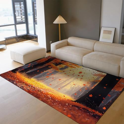 Tapis forêt 180x210 cm lavable à poils ras pour salon et chambre - 3