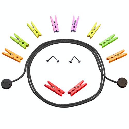 LeTOMA Pegatina con Multicolores Mini Grapas - Fácil fijación en Pared - Imágenes Foto Cuerda, Cuerda, Foto Cuerda, Negro, 100 cm (2er Set) Cover