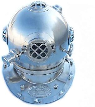 Brushed Nickel Decorative Diver's Helmet 19"- Diving Helmet- Nautical Decor