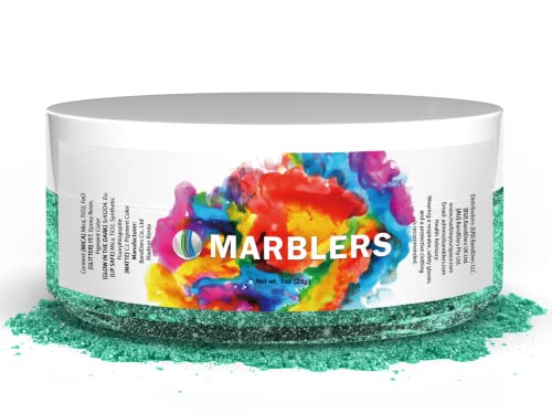 MARBLERS Teal Mica Powder [Emerald Lake] 1oz (28g) Cosmetic Grade Pigment, Epoxy Resin, Soap Making, Candle, Nail Art, Bath Bombs, Body Butter, DIY Crafts, Vegan, Cruelty Free
