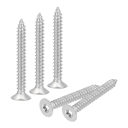 Image of sourcing map 40Pcs Flat Head Torx Screws, M5 x 40mm 304 Stainless Steel Countersunk Self Tapping Anti-Theft Wood Screws Tamper Resistant Screws Fit T25 Bit for Wood, Fence, Decking (Silver)