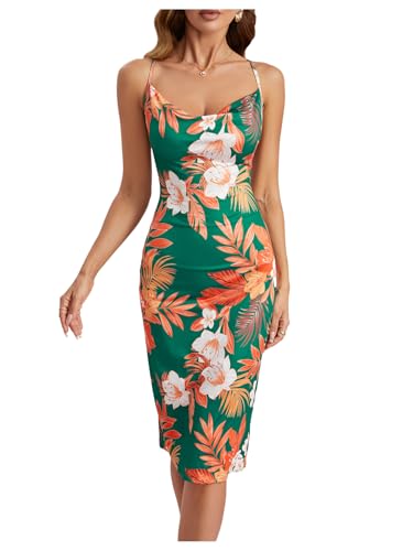 Amazon.com: WDIRARA Women's Floral Print Cowl Neck Sleeveless Ruched Split  Thigh Satin Cami Summer Dress Green Tropical X-Small : Clothing, Shoes &  Jewelry