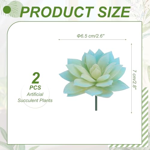 uxcell 人工多肉植物2個セット リアルなフェイクプランツ カラフルな人工フラッキングロータスフラワー ホームオフィスガーデンホテル装飾用 ブルーグラデーション [2]
