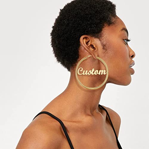 Custom4U Large Hoop Earrings With Name Inside 18K Gold Plated Big Hoop Earrings For Women Girls Valentine's Day Gifts #TOP2