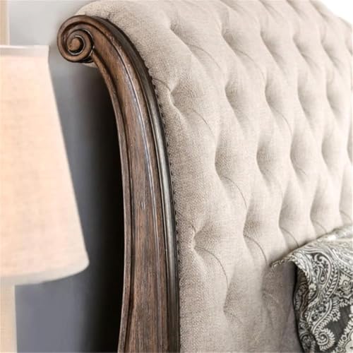 Furniture of America Kai Wood Panel King Bed in Rustic Natural Tone
