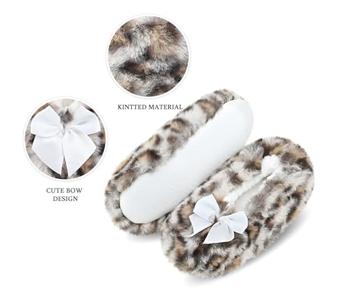 Image of DICUIRD Womens Cozy&Warm Soft Sole Slipper Socks with Grippers-Girls Teddy Fleece Indoor Slipper with Non-skid Bottoms
