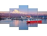Native American Decor The Port of Tacoma Port of Tacoma Pictuers 5 Panel Canvas Wall Art for Living
