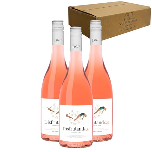 Disfrutando 0.0 Sin Alcohol - Vino Rosado -Sabor refrescante y colorido - Para disfrutar con los tuyos Pack 3-75cl