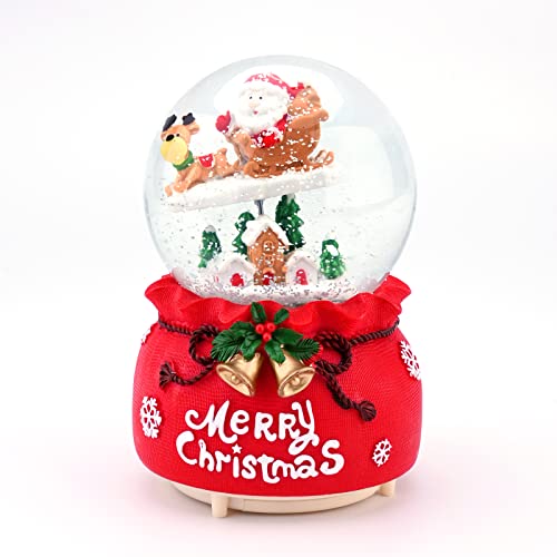 Jodsen Schneekugel Weihnachtslieder Santa Sledding Elk Snow Globe Red...