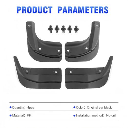 Guardabarros delanteros y traseros para Tesla Model 3 con kit de protección contra salpicaduras 6