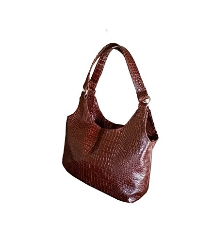 Fgalaze Original Brown Leather Shoulder Bag With Textured, Everyday Small Purse, Unique Tote Handbag, Bony #TOP1