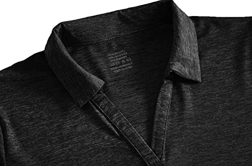 Trendimax Womens 2 Pack 3/4 Sleeve Golf Polo Shirts V Neck Collared Moisture Wicking Sports Workout Tops #TOP3