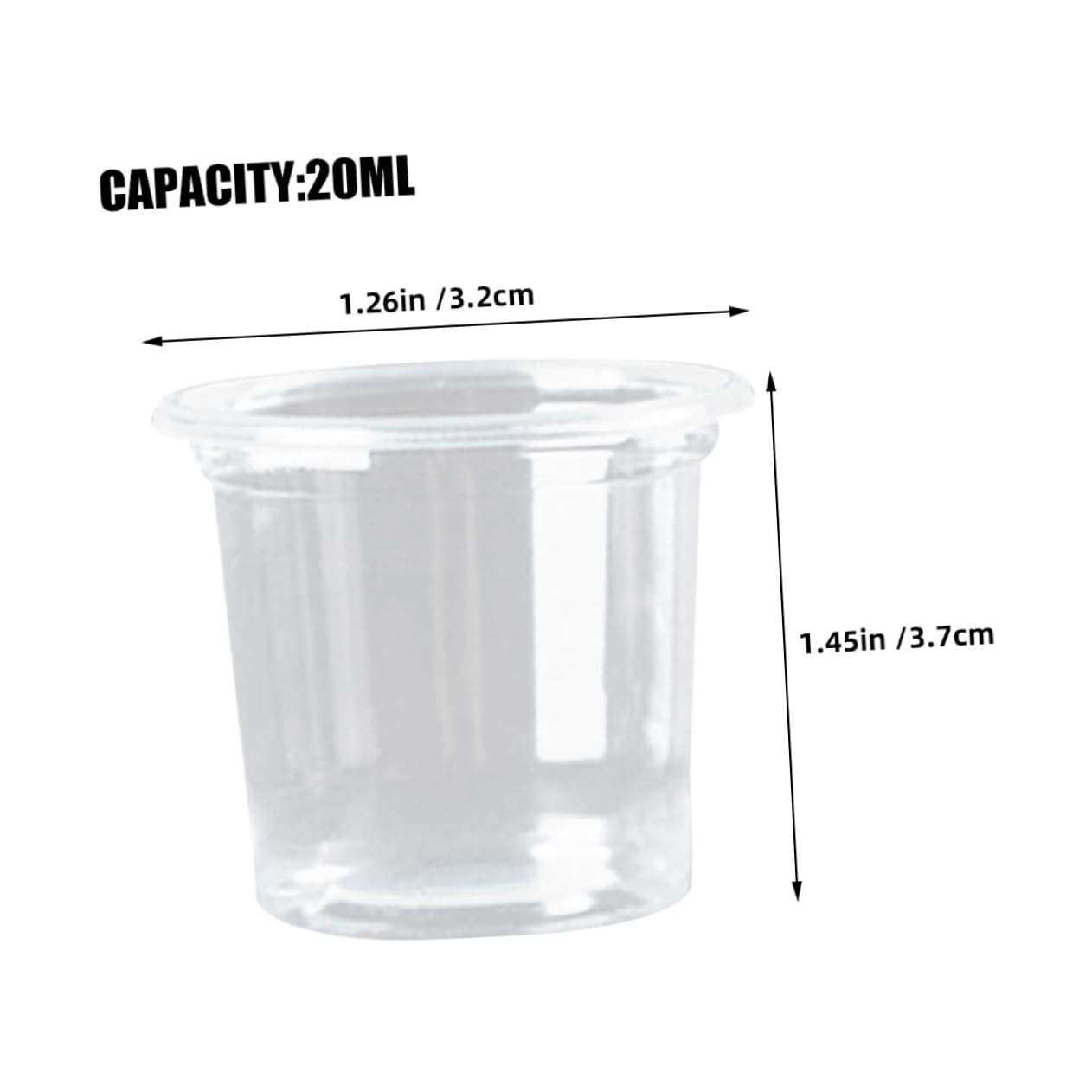 Baluue Mini Sauce Containers 20ml Tasting Cups Clear Plastic Snack Cups Reusable for Meal Prep Events
