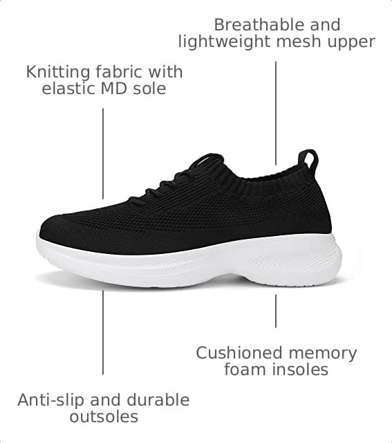 Image of Casbeam Mens Running Shoes Comfortable Lightweight Breathable Walking Shoes Lace-up Shoes Mesh Workout Casual Sports Shoes