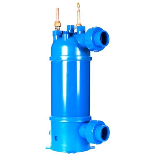 QUELECO Pool Water Heat Exchanger 39 kBtu Titanium Twisted Tube PVC Shell for Swimming Pool Heat Pump Solar Spa Heating and Cooling