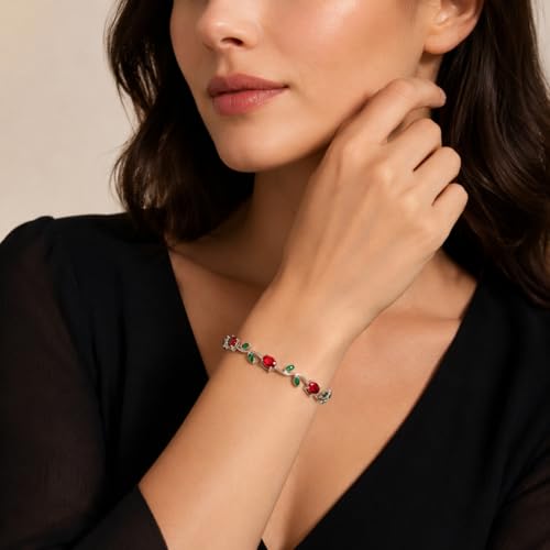Image of Shining Diva Fashion Tulip Bracelet for Women, Floral Crystal, Anti Tarnish Jewellery Stylish Bracelet Gifts for Girls