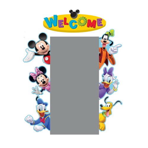Eureka Back to School Mickey Mouse Clubhouse 'Welcome' Door and Window Go-Around Classroom Decorations for Teachers, 2pc, 17'' W x 24'' H