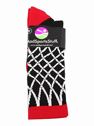Madsportsstuff Crew Length Elite Basketball Socks With Net (Black/Red, Small) #TOP2