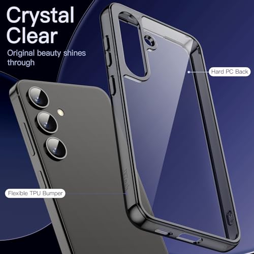 Image of JETech Cover Case for Samsung Galaxy S24 5G, Non-Yellowing Shockproof Bumper Protective Phone Cover, Anti-Scratch Hard PC Back (Black)