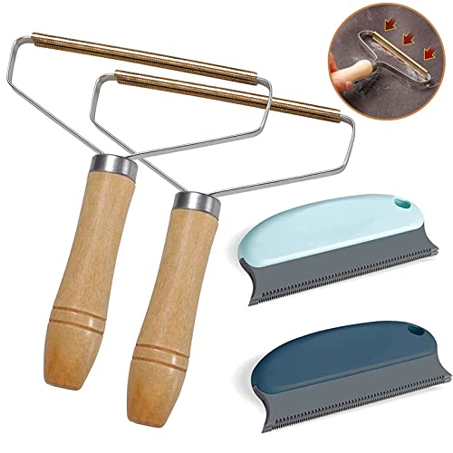 SAMSYOKI 4 Piezas Removedor de Pelusa Portátil, Quita Pelusas Ropa Quitapelusas Manual Afeitadora de Pelusa Reutilizable para Sofás Alfombras Ropa Pelos de Animales Cover