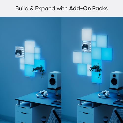 Pacchetto di Espansione Blocks | 2 Quadrati Strutturati, Pannelli Luminosi RGBW 3D, Cambiano Colore e Regolano la Temperatura (2700K-6500K), Illuminazione Soffusa (23,1 x 23,1 cm ciascuno) - Illuminazione - Immagine 7