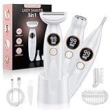 Bikini Trimmer Women, Waterproof 3-in-1 Lady Shavers for Women - Painless Electric Razor for Face, Body, Legs & Underarms with LED Battery Display, 120min Runtime, IPX7 Washable & USB Dock