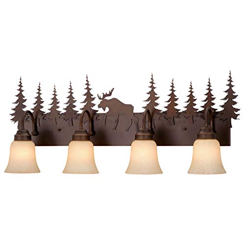 Luminaire mural bronze bruni de 83,8 cm de large avec abat-jour en verre ambré