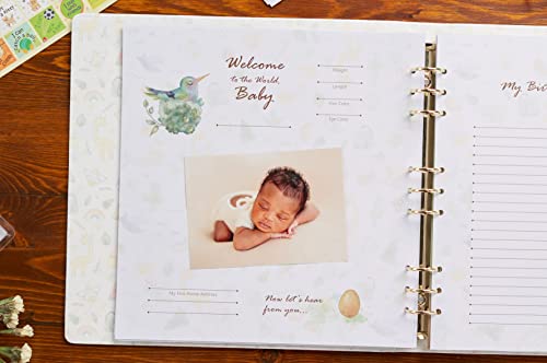 Leather-Bound Baby Book Memories From Baby Shower To Age 5 - Baby Scrapbook Album | Photo Frame, Baby Footprint Ink Pads, Milestone Stickers | Baby Memory Book Newborn Boys Girls | Beautiful Gift Set #TOP4