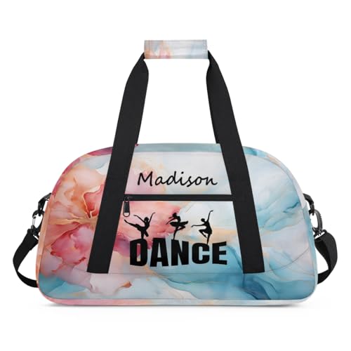 Personalized Kids Duffel Bag Ballet Dancer Dance,Custom Sport Gym Bag for Boys Girls,Weekender Overnight Bags Travel Duffel Bag,Customized Kids Gift Abstract Marbling