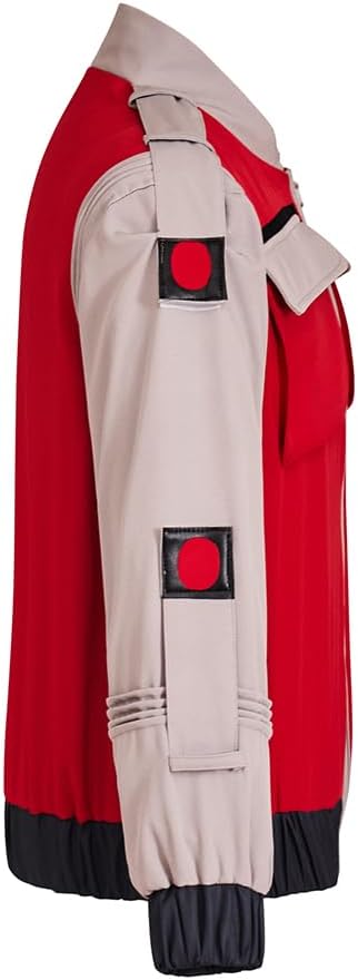 MyheroCos Men Red Bomber Jacket Zipper Coat Suit Halloween Uniform Top - Image 4