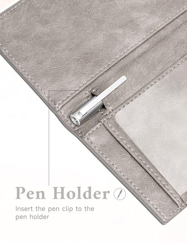 Image of Zreal Checkbook Cover for Men & Women, Premium Vegan Leather Checkbook Holder for Top & Side Tear Duplicate Checks with RFID Blocking (Distressed Grey)