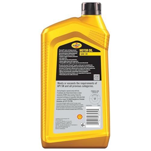 Image of Pennzoil SAE 30 Motor Oil, 1 Quart (6 Pack)