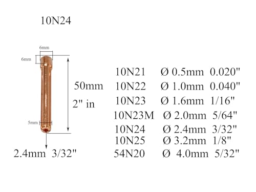 Image of RIVERWELD TIG Gas Lens Collets Bodies 45V26 10N24 3 /32 inch & 2.4mm 12pcs | Large Diameter Assorted Size Kit Fit DB SR WP 17 18 26 TIG Welding Torch