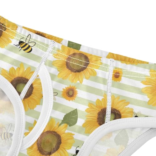 Wusikd Sunflower Bee Boys' Underwear Cotton Green Stripes Boys Briefs Soft Toddler Underwear 2T4